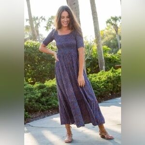 Natural Life Daisy Midi Dress in Golden Vines / size L/XL